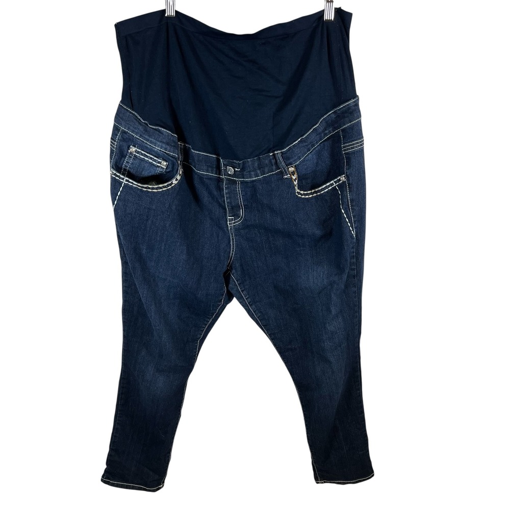 Tala Jeans Maternity Skinny‎ Jeans Dark Wash Full Belly Band Blue Womens 3XL
